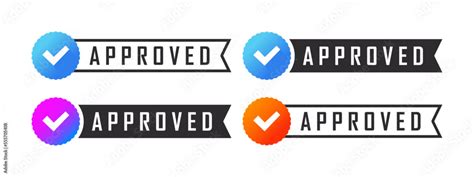 Approved Check Mark Icons Confirmation Badges Verification Checkbox