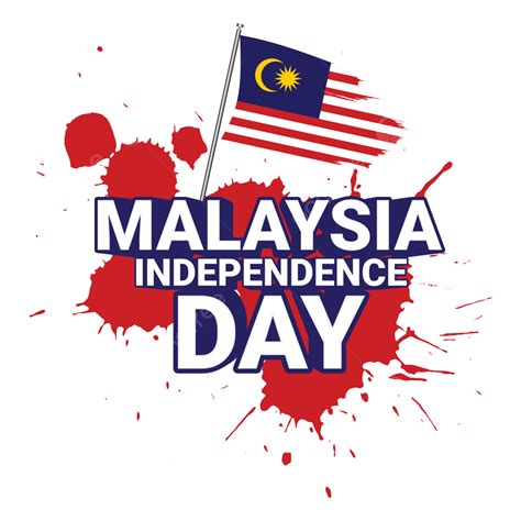 Gambar Teks 3d Elemen Hari Kemerdekaan Malaysia Dan Bendera Robek