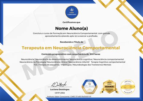 Curso De Terapeuta Reconhecido Pelo Mec - Neurociência Comportamental – Cursos de Terapia Online