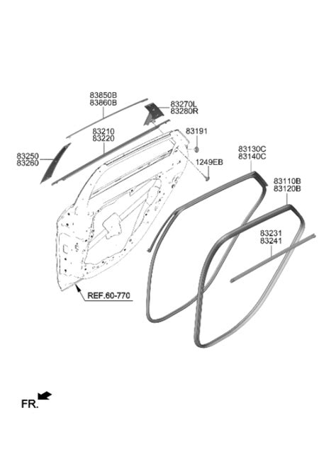 83130 AB000 Genuine Hyundai W STRIP Assembly RR Dr Side LH