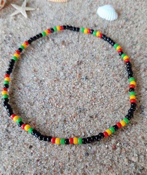 Rasta Seed Bead Stretch Anklet Rasta Ankle Bracelet Jamaican Etsy In