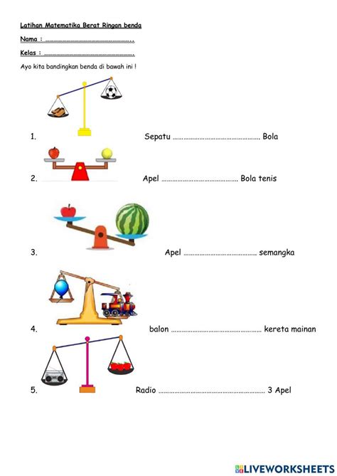 Membandingkan Berat Benda Activity Worksheets Save Berat