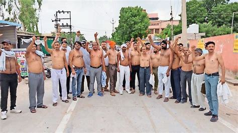 A Procession Was Taken Out In A Semi Naked Protest For The Demand Of