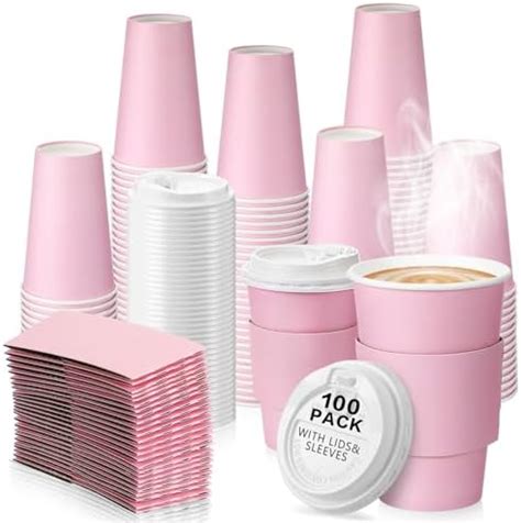 Amazon AimFun 16 Oz Pink Disposable Coffee Cups With Lids And