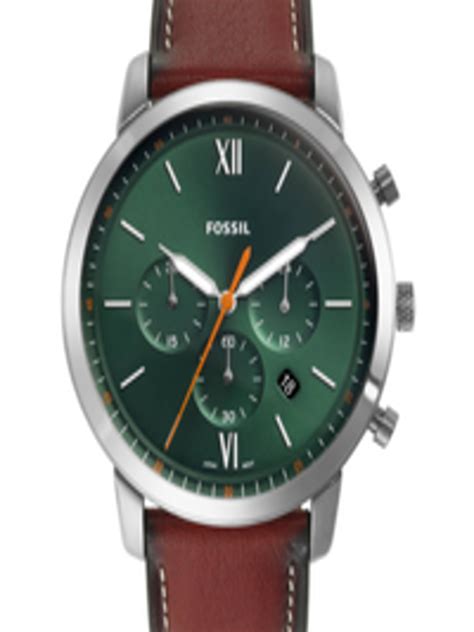 Buy Fossil Men Green Dial Brown Leather Straps Analogue Watch Fs