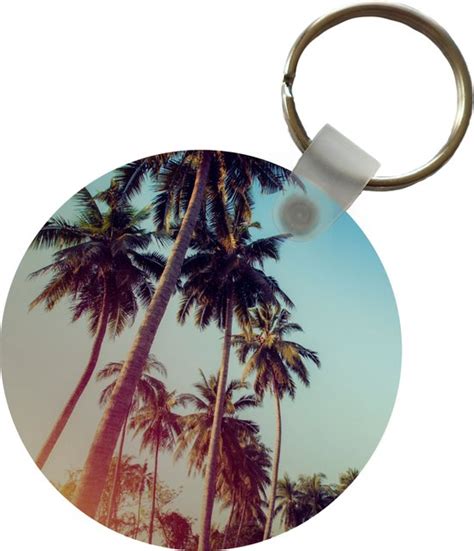 Sleutelhanger Palmboom Zomer Retro Zon Plastic Rond