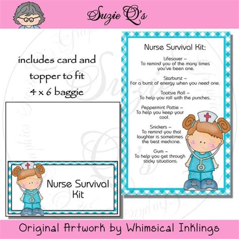 Nurse Survival Kit Includes Topper And Card Digital Etsy