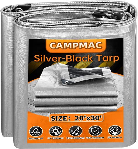 Campmac Heavy Duty Waterproof Tarp 20x30 14 Mil Thick Waterproof Poly Tarps High Durability