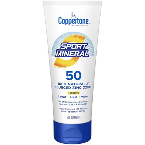 Coppertone Sport Sunscreen Lotion Spf 50 Zinc Oxide Mineral Sunscreen Water