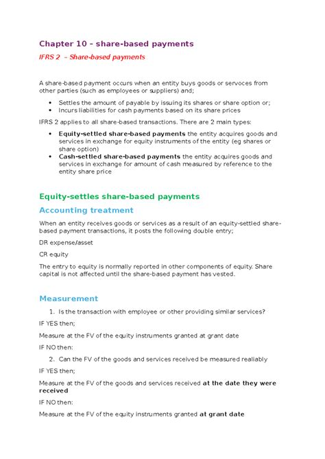 SBR Chapter 10 - Share based payments - Chapter 10 – share-based