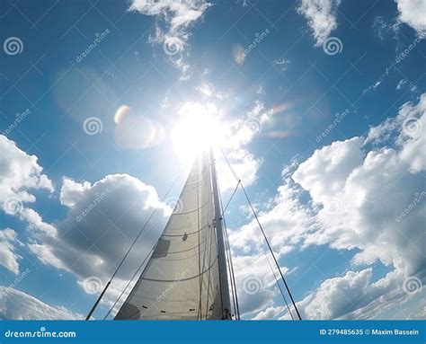 Luxury Yachts On A Sailing Regatta The Bright Sun Is At Its Zenith