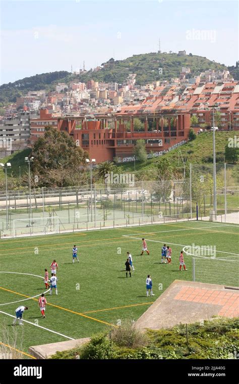 Amateur Football Teams In Barcelona Spain Stock Photo Alamy