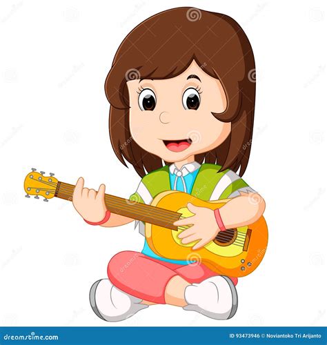 Una Muchacha Que Toca La Guitarra Ilustración del Vector Ilustración