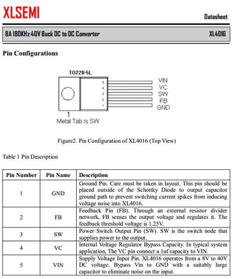 Xl4015 Datasheet Xl4015 Pdf Pinouts Circuit Xlsemi