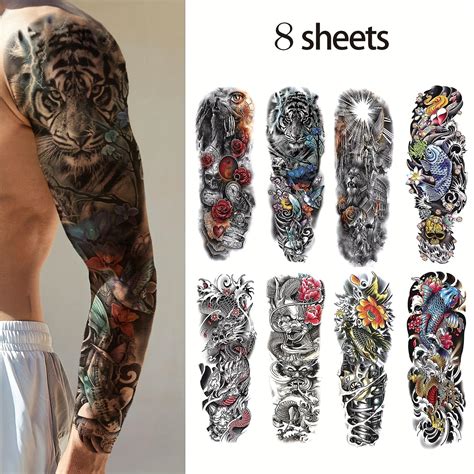 Junge Sheets Full Arm Temporary Tattoo Fake Tattoo Stickers Long