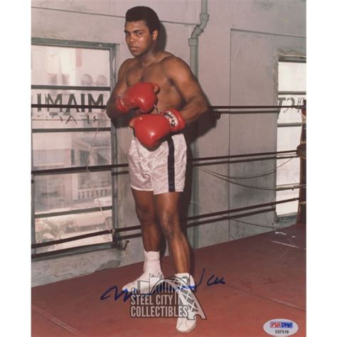 muhammad ali autographed  photo boxing pose  ring psadna