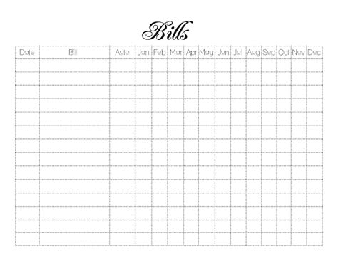 Free Printable Spreadsheet For Monthly Bills - Printable Templates