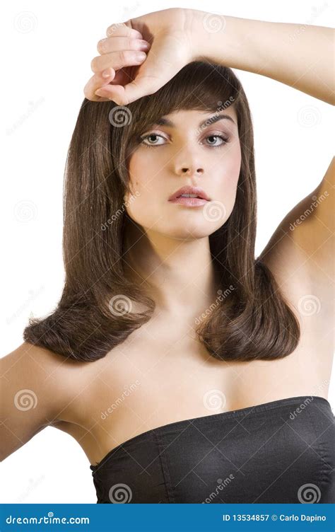 Brunette With Smooth Hair Stock Image Image Of Luxury 13534857