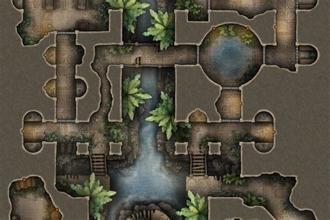 Free Ttrpg Battlemap Ancient Jungle Temple Machine Seafoot Games