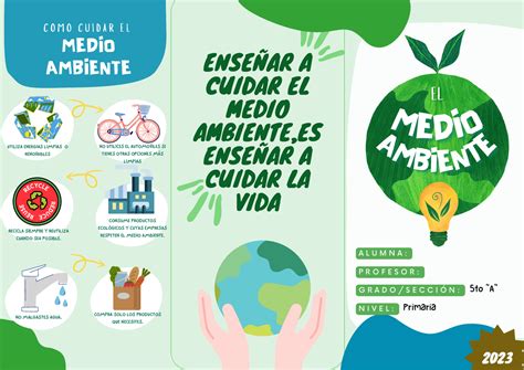 Triptico Del Medio Ambiente Ense Ar A Cuidar El Medio Ambiente Es