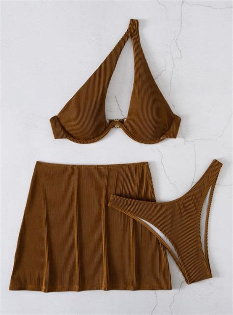 Cross Border European And American Womens Swimsuit Three Piece Sexy Bikini Pit Strip Fabric