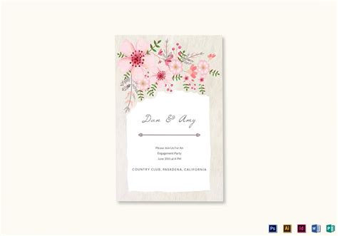 Pink Floral Engagement Announcement Card Design Template in PSD, Word ...