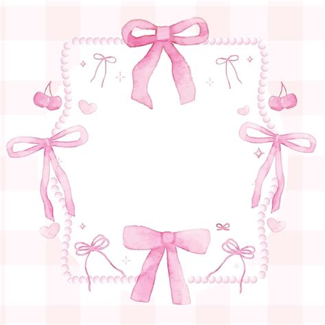 Premium Vector Pink Coquette Ribbon Bow Watercolor Frame