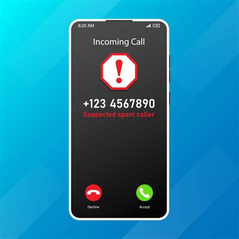 Spam caller interface mobile phone screen concept unwanted call warning Answer or decline an