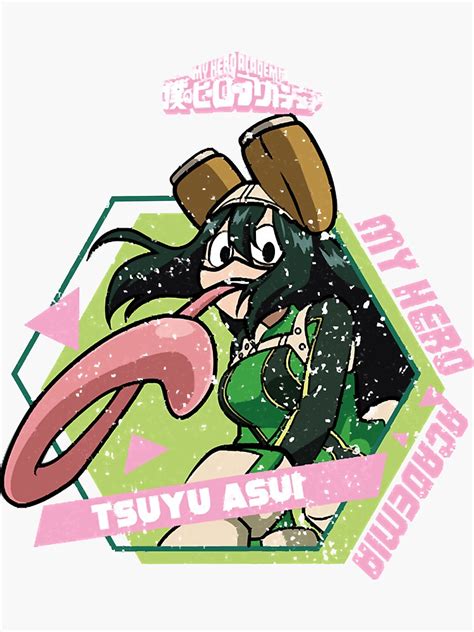 My Hero Academia Bnha Tsuyu Asui Black Grunge Style Sticker By