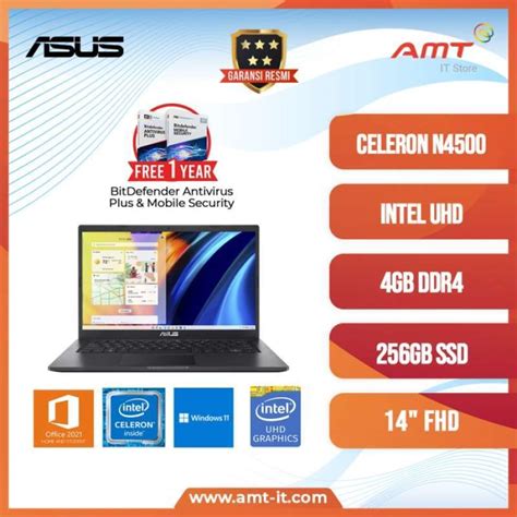 Promo Asus Vivobook 14 A1400ka Fhd421 Celeron N4500 4gb 256gb Ssd W11