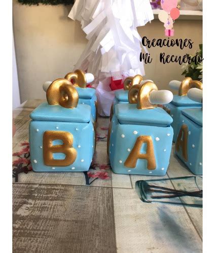 Cubos Pintados Recuerdos De Bautizo Baby Shower Ceram Meses