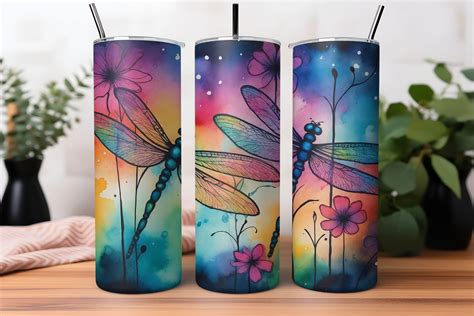 Dragonfly Alcohol Ink Oz Tumbler Wrap Graphic By Ak Graphics