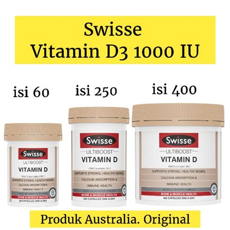 Jual Swisse Vitamin D 1000iu Isi 250 Kapsulvitamin D31000iuswisse