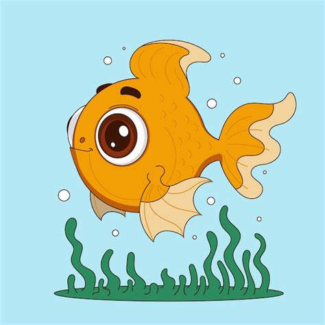 Illustration De Poisson Rouge Dessin Animé Dessiné à La Main Vecteur