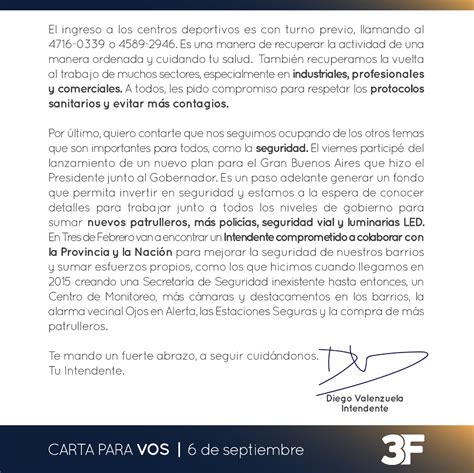 Nueva Carta Del Intendente Para Vecinos De Tres De Febrero