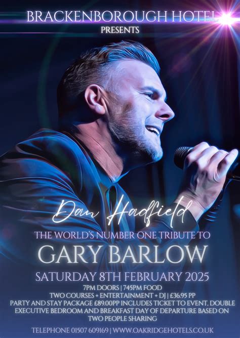 Gary Barlow Tribute 8th February 2025 Brackenborough Lakes Resort