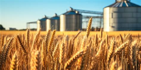 Silos Agr Colas De La Instalaci N De Almacenamiento De Cereales Stock