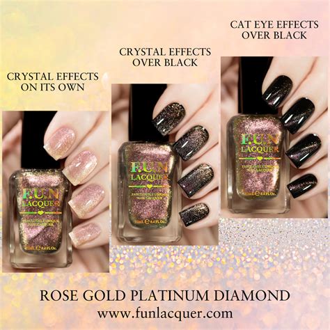 rose gold platinum diamond magnetic nail polish fun lacquer