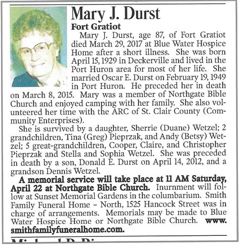 Mary J Durst Find A Grave Memorial