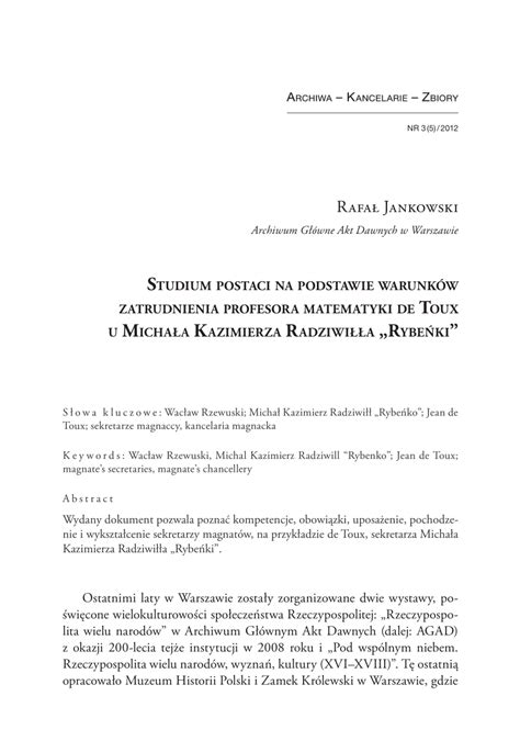 Pdf Studium Postaci W Oparciu O Warunki Zatrudnienia Profesora