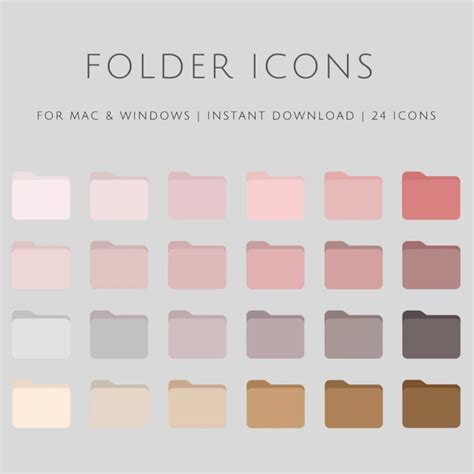 24 Aesthetic Folder Icons For Desktop Mac PC Pink Nude Grey More