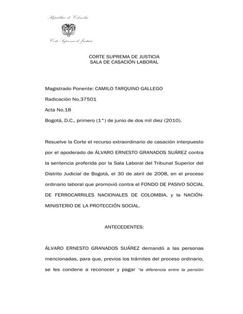 República de Colombia Corte Suprema de Justicia