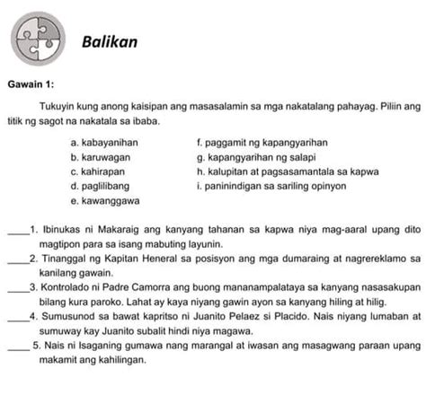 Balikan Gawain 1 Tukuyin Kung Anong Kaisipan StudyX