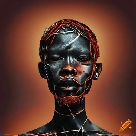 Surrealist Abstract Artwork Of A Cyborg African Tribe On Craiyon