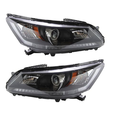 Pair Halogen Headlights Headlamps W O LED DRL For 2013 2015 Honda