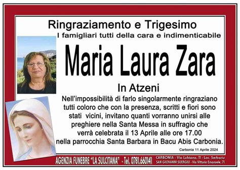 Funerali E Annunci Funebri A Carbonia Maria Laura Zara Funer