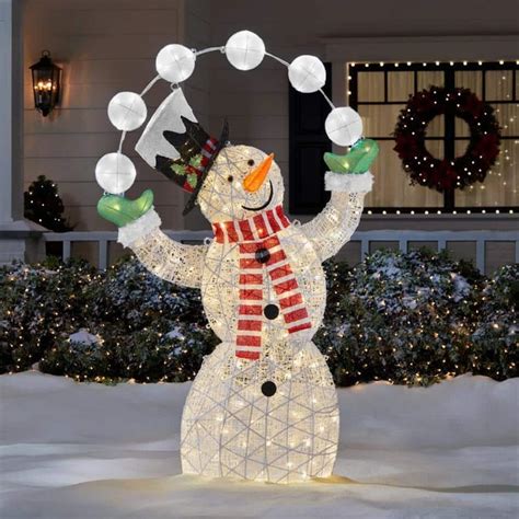 6 Ft Warm White Cool White Led Juggling Snowman Holiday Yard Decoration