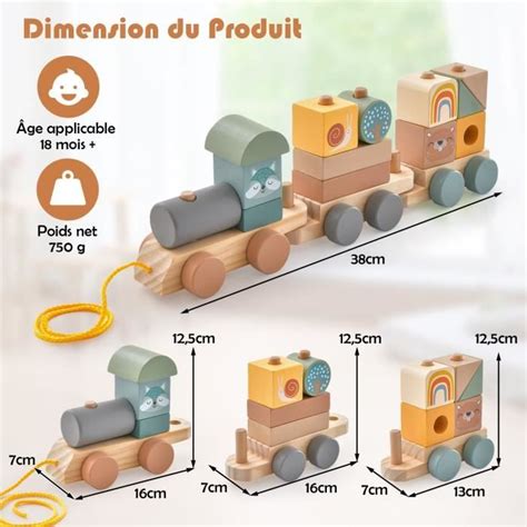 Bebeboutik Costway Train Tirer En Bois Pi Ces Wagons