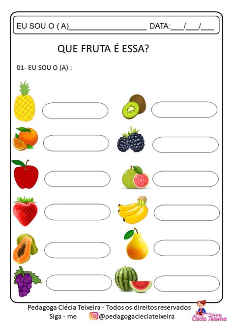 Atividades De Alfabetização Com O Tema Frutas Clécia Teixeira