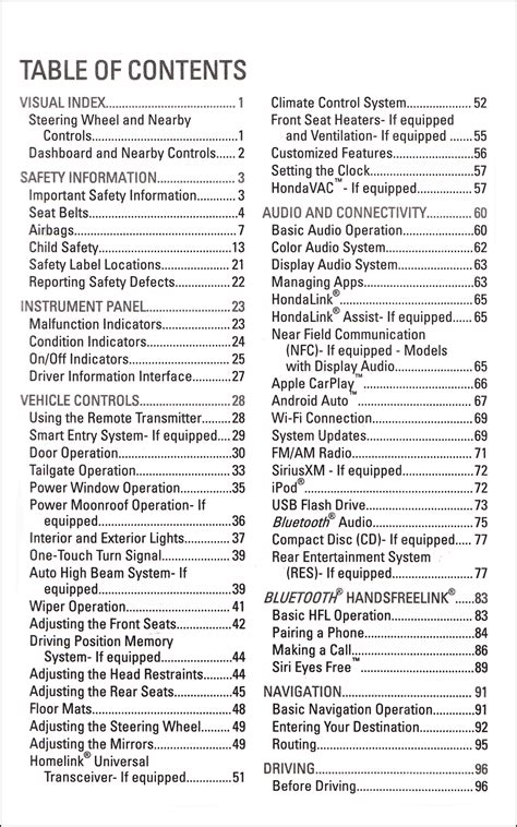 Honda Odyssey Owner S Manual Original